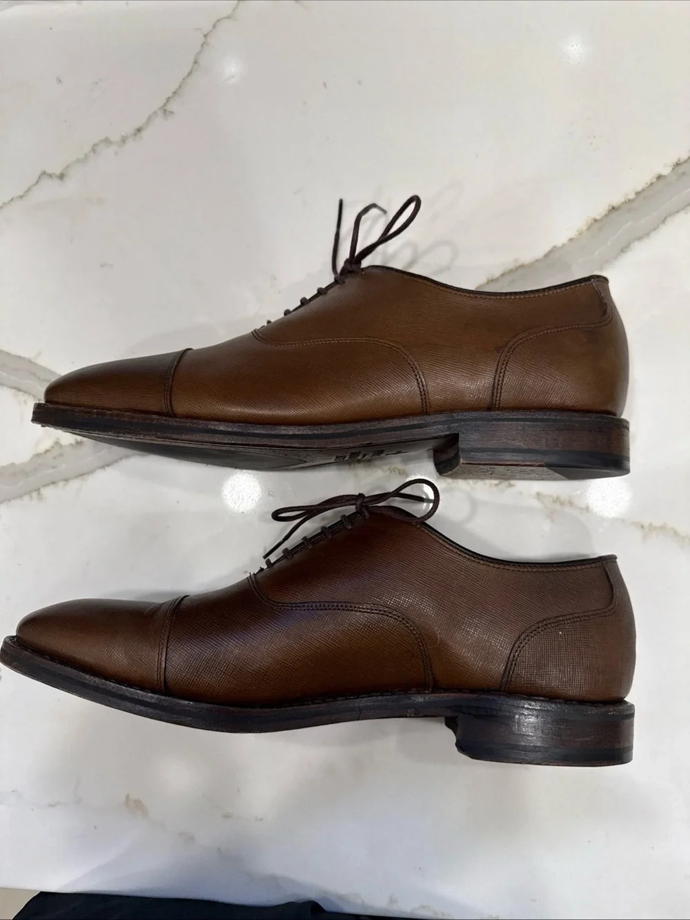 Allen Edmonds Park Avenue Brown Soffiano Cap-Toe Oxford Dress Shoes Sz 9 D